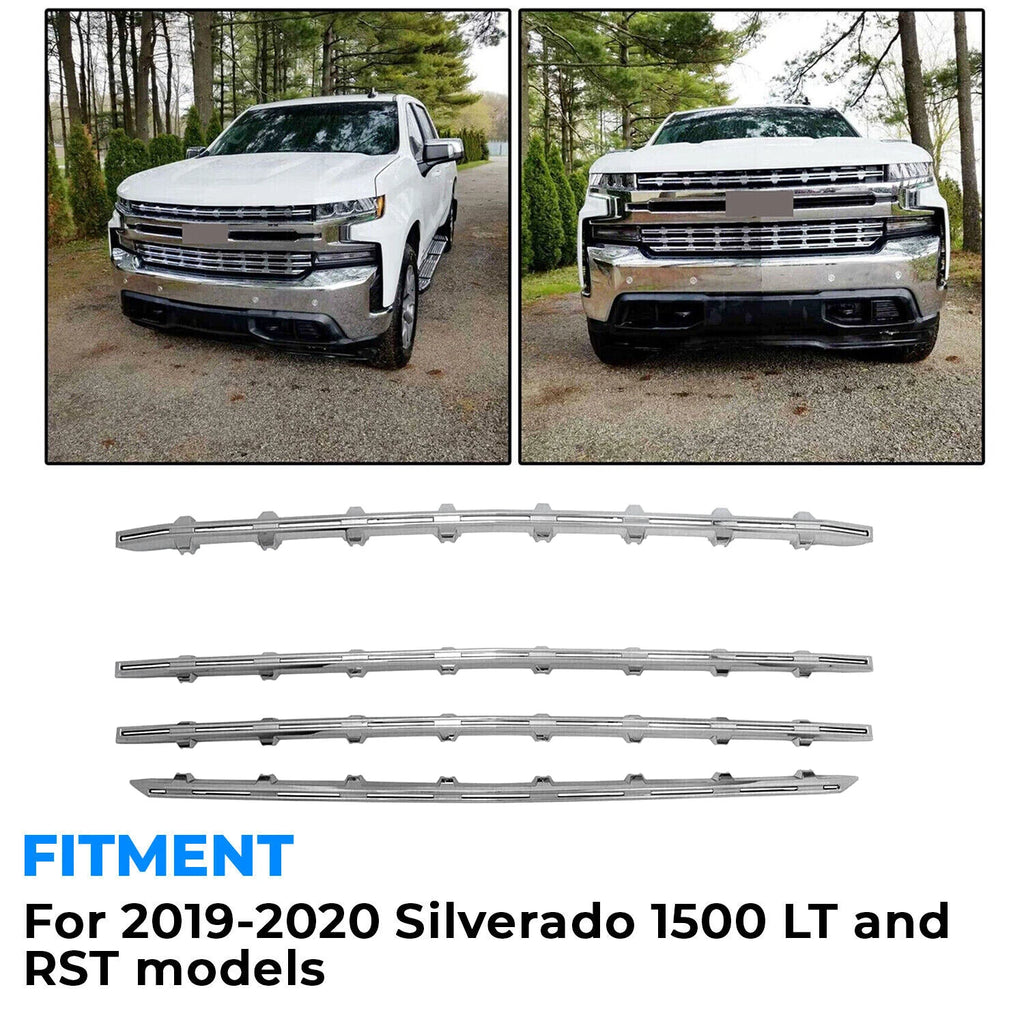 Chrome Grille Trim Molding Covers for Chevy Silverado 1500 LT RST (2019–2021)