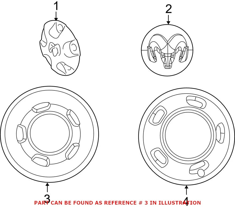 Genuine OEM Wheel Cover for Ram 3500 (2002–2010) 52106937AC