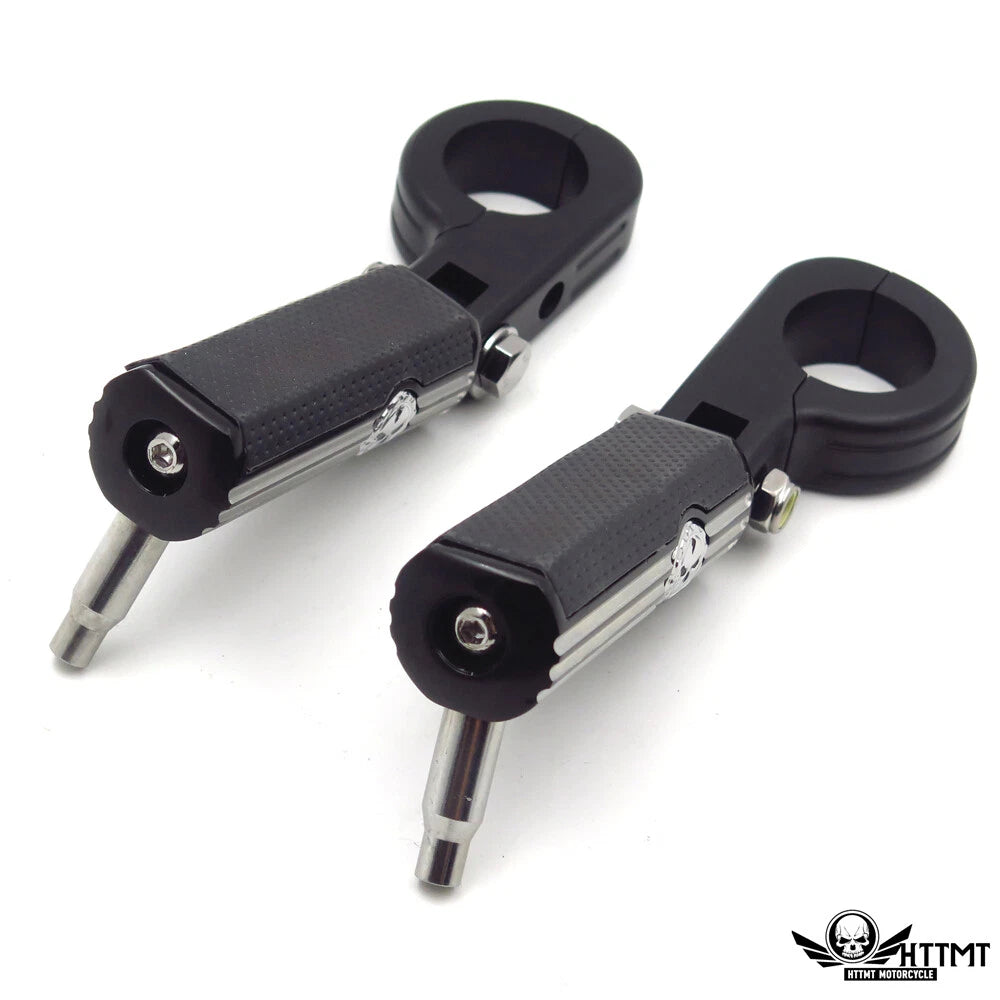 1.25" 32mm Black Skull Gear Foot Pegs for Harley Touring