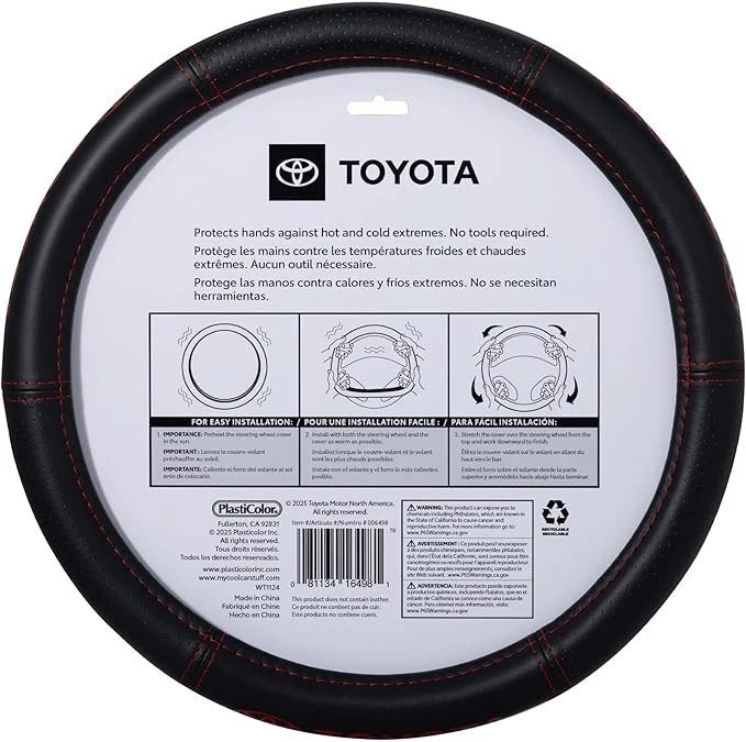 Plasticolor Steering Wheel Cover for Toyota (Deluxe Style, Red)