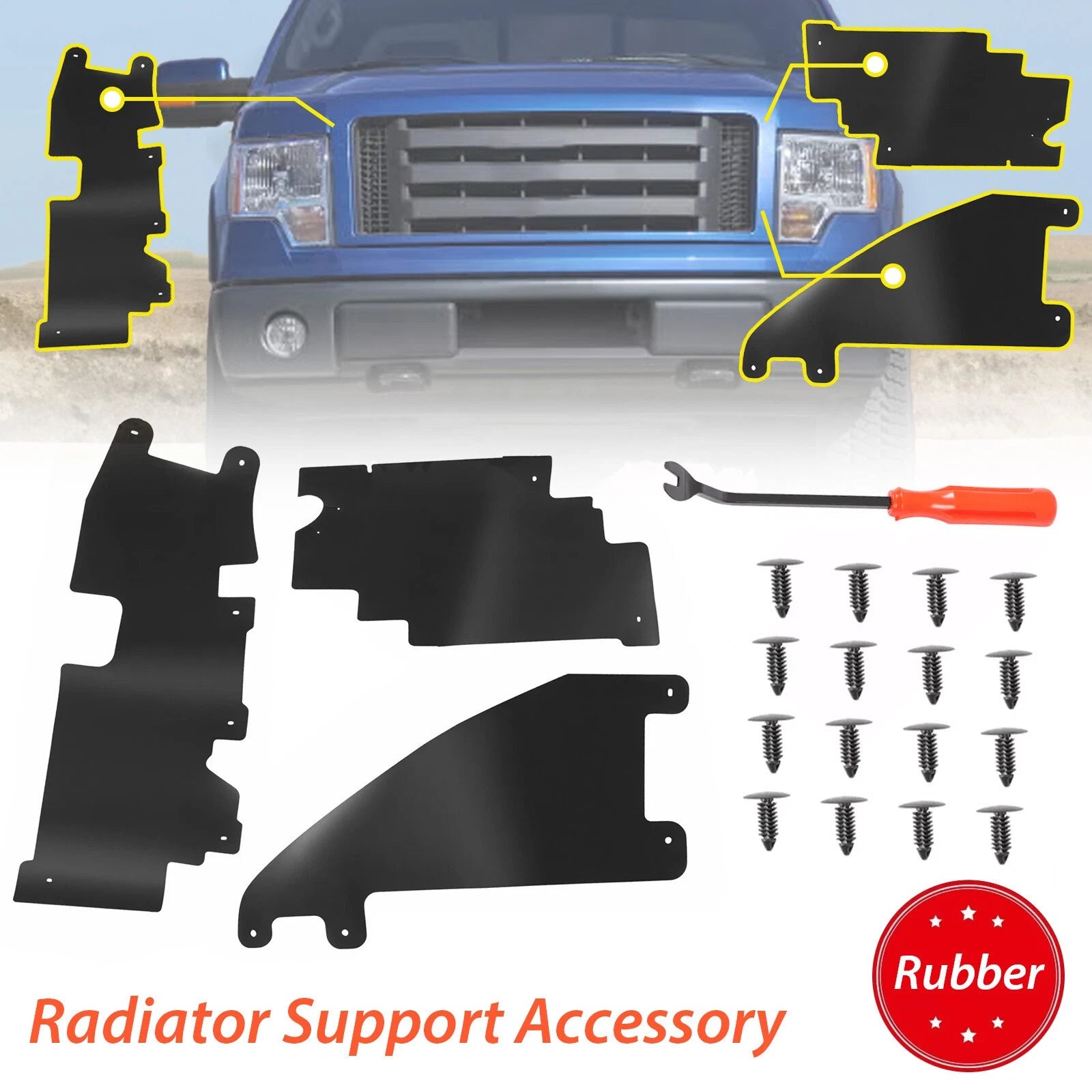 Set of 2 Radiator Grille Air Deflectors for Ford F150 (2009–2014)