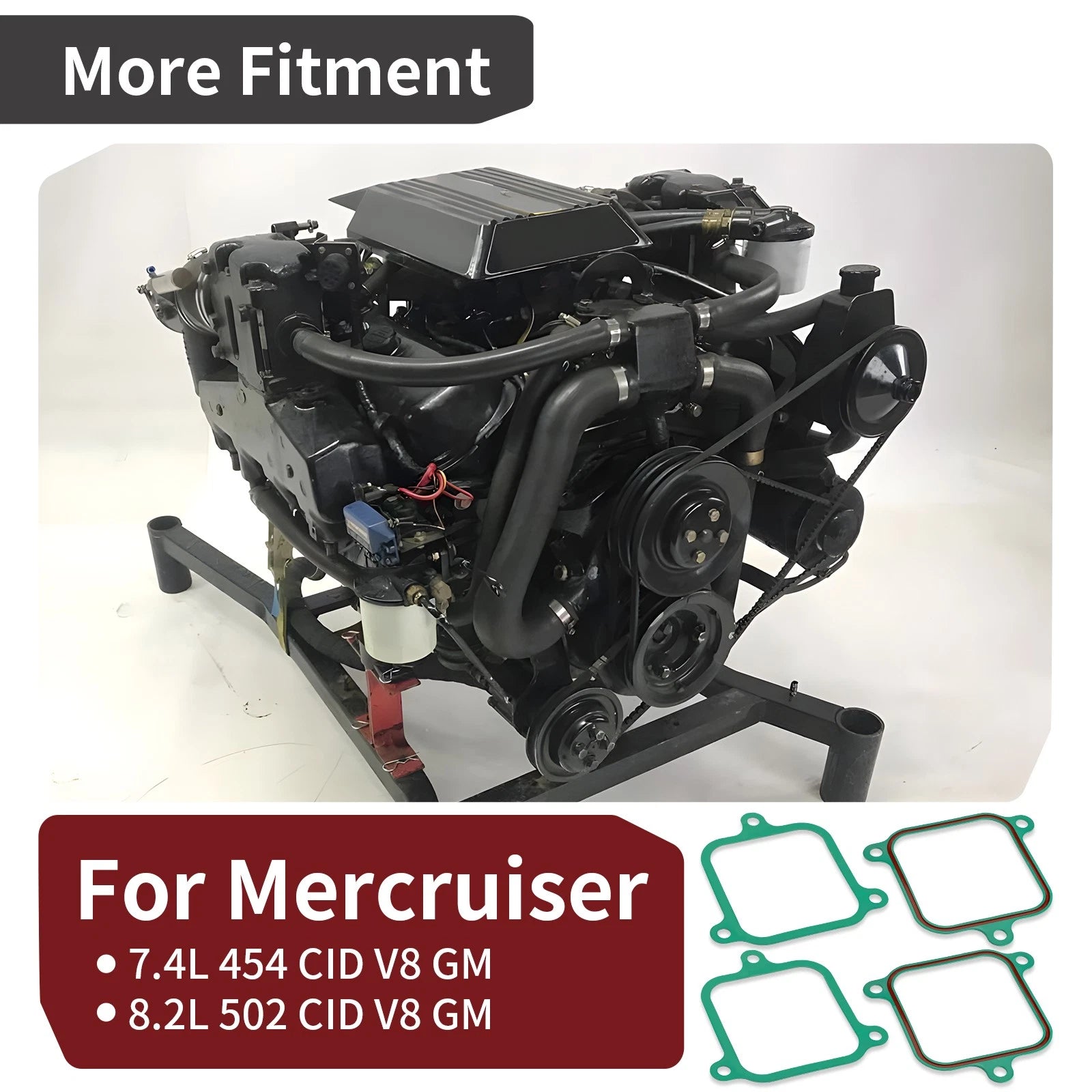 Set of 4 Intake Plenum Gaskets for Mercruiser 7.4L 454 & 8.2L 502 V8 (805522A1)