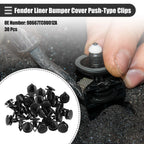 30 Pcs Fender Liner Bumper Cover Push-Type Clips for Honda (No. 90667TC0U01ZA)