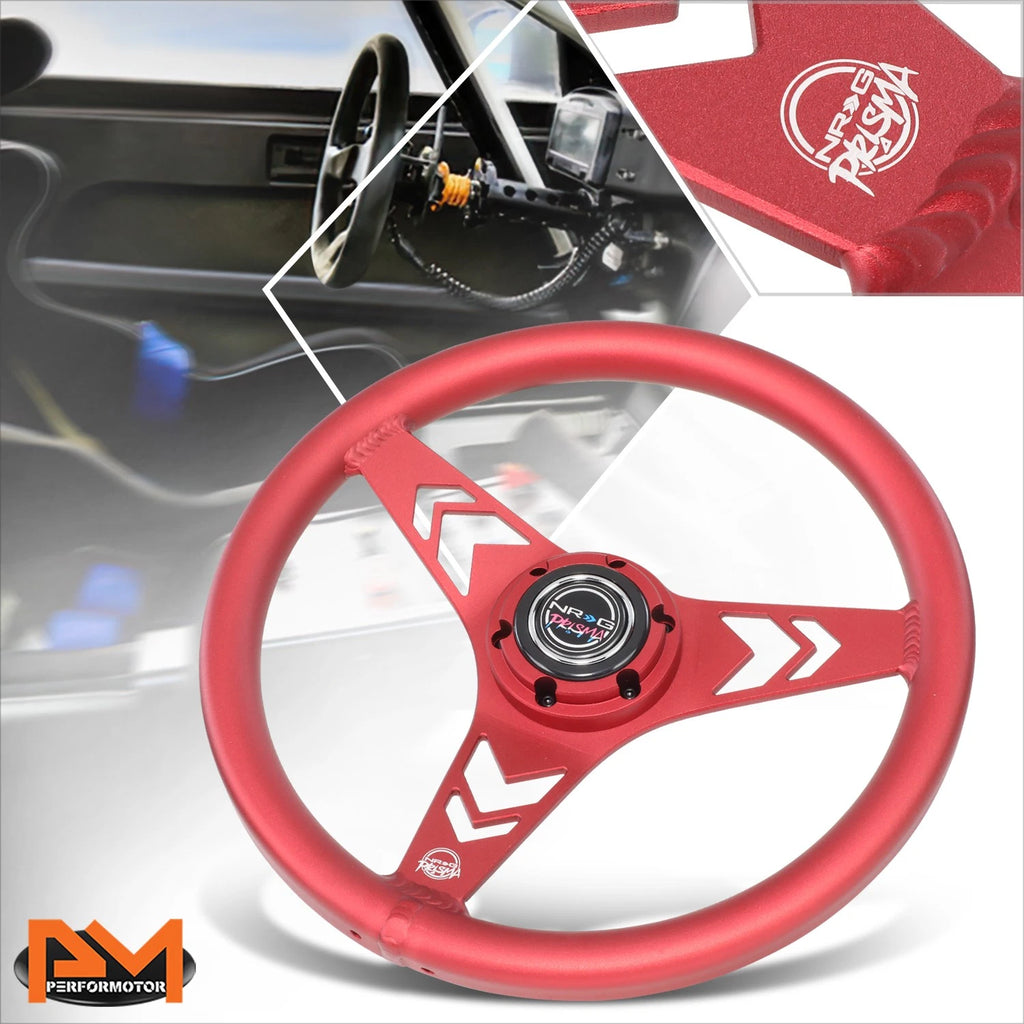 NRG RST-070-RD 330mm Red Racing Steering Wheel for Universal Fit (1" Dish)