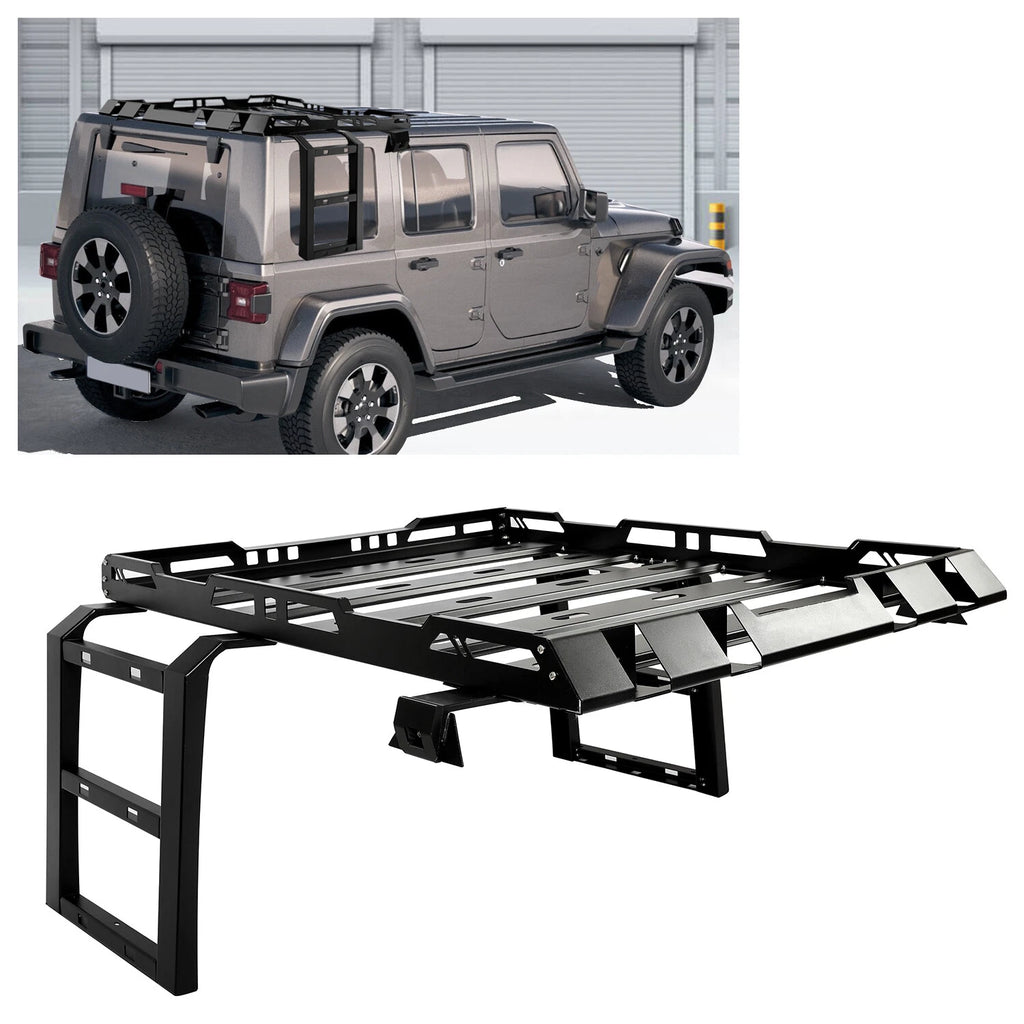 Roof Rack Luggage Carrier for Jeep Wrangler JK (2007–2018) 330LB, 2 Side Ladders