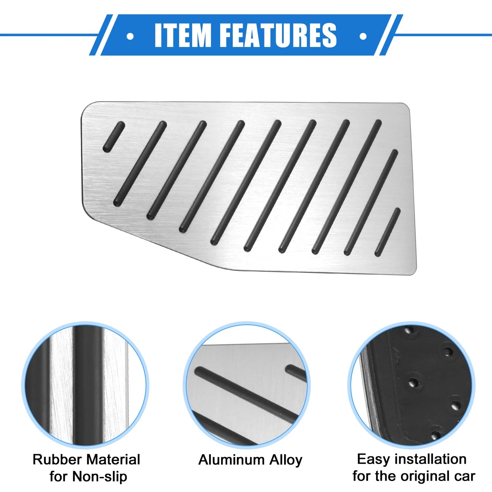 3 Pcs Gas Brake Foot Rest Pedal Cover for Toyota RAV4 (2019–2023) Silver Tone