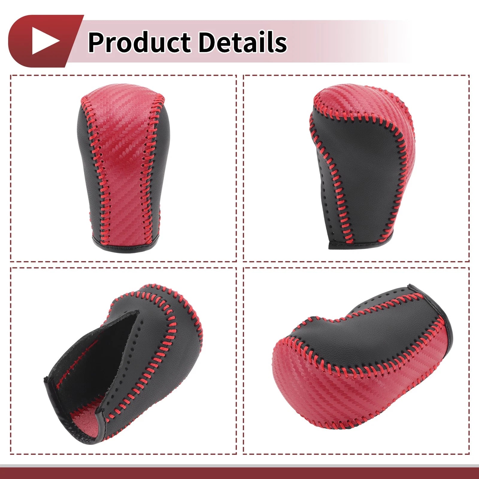 1 Pc Gear Shift Knob Cover for Mazda CX-5 (2013–2014) Black Red Faux Leather