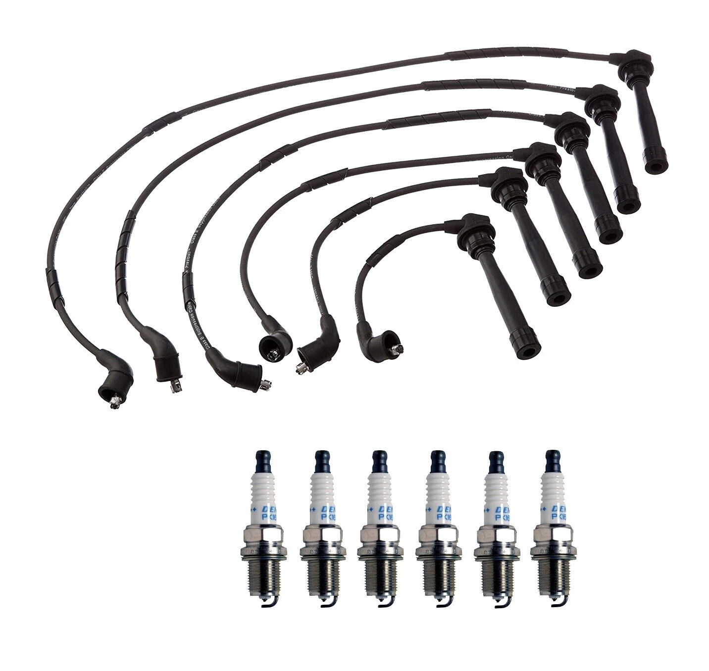 Denso Wire Set & 6 Double Platinum Spark Plugs for Hyundai Kia V6