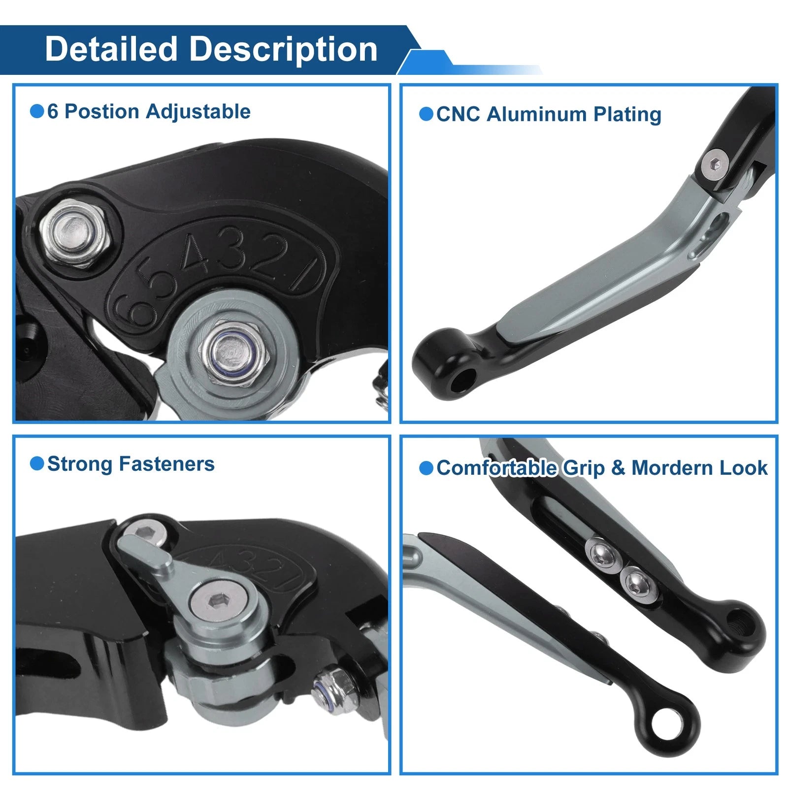 Brake Clutch Levers for Suzuki GSXR1000 (2009–2019) Black Titanium 1 Pair