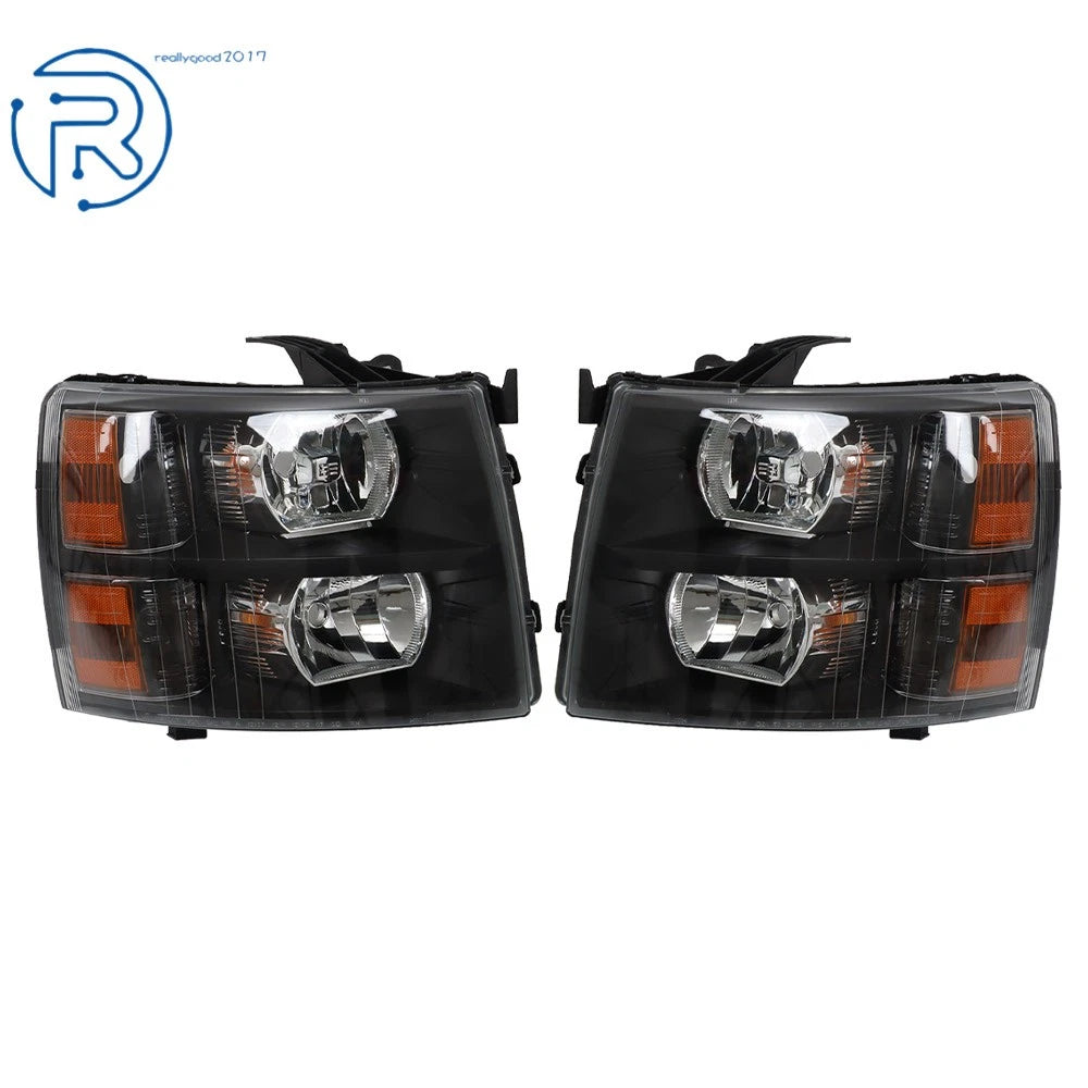 Set of 2 Halogen Headlights for Chevy Silverado 1500/2500/3500HD (2007–2014)