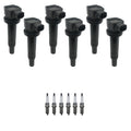 Set of 6 Ignition Coils & Denso Platinum Spark Plugs for Santa Fe (2001–2006)