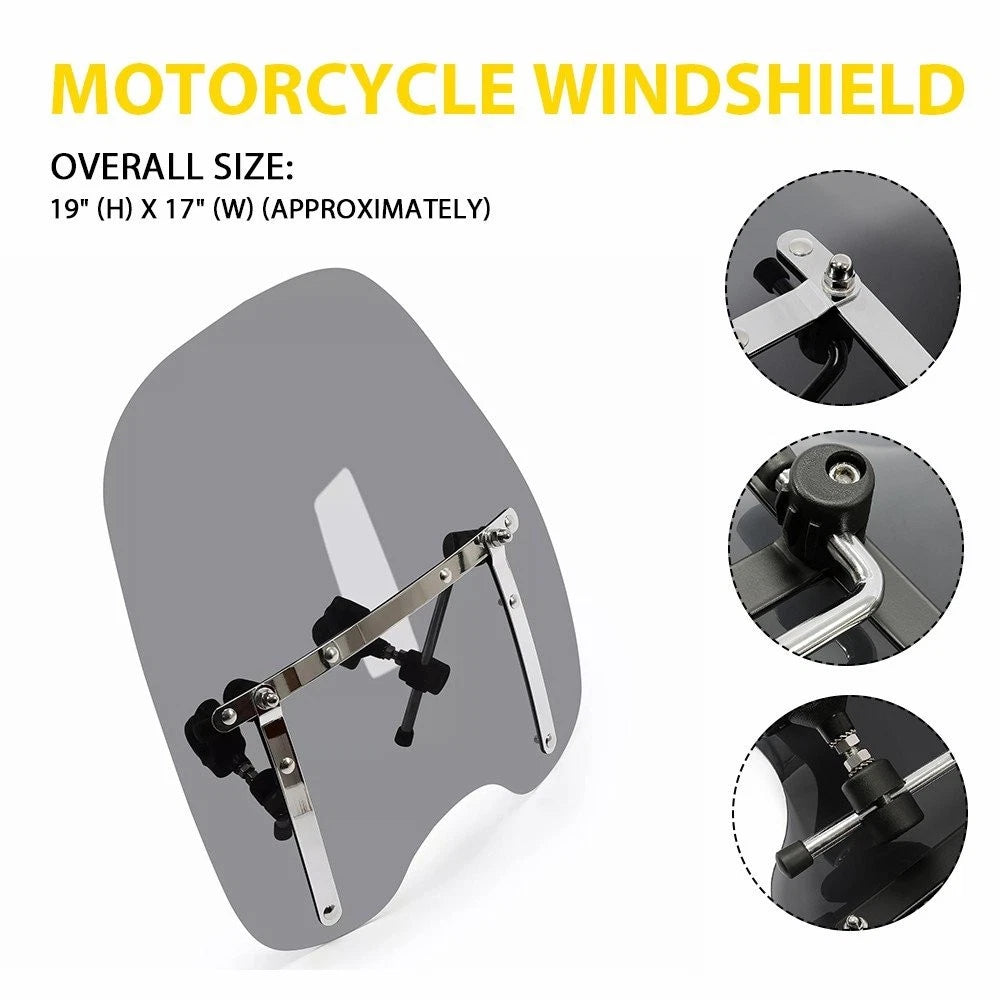 Large Clear Windshield for Yamaha V Star 650 1100 19"x17"