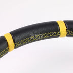 Universal Yellow Stripe 350mm PVC Leather Steering Wheel