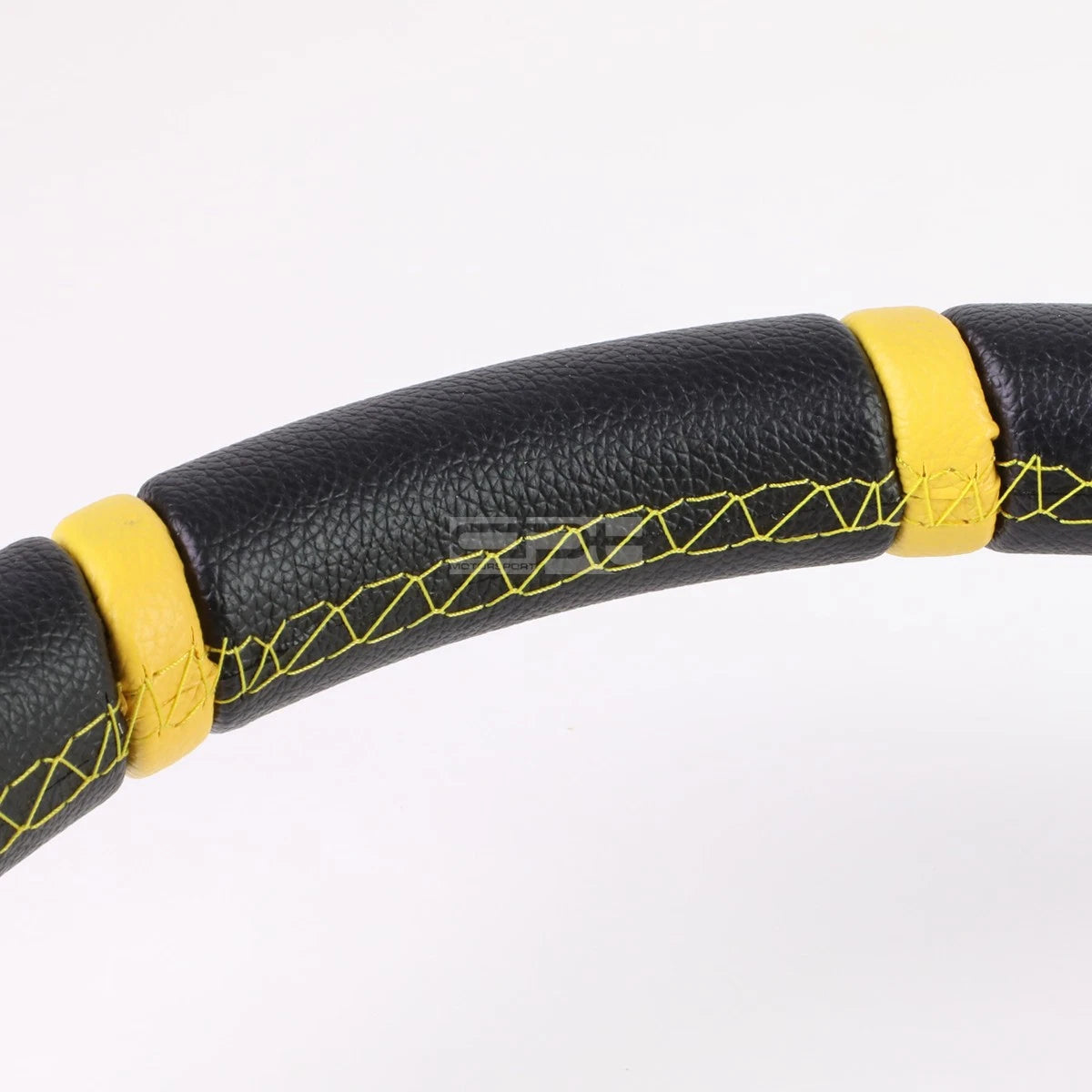 Universal Yellow Stripe 350mm PVC Leather Steering Wheel