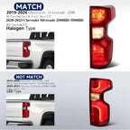Halogen Tail Light Brake Lamp Left+Right Pair for Chevy Silverado 1500 (2019–2026)