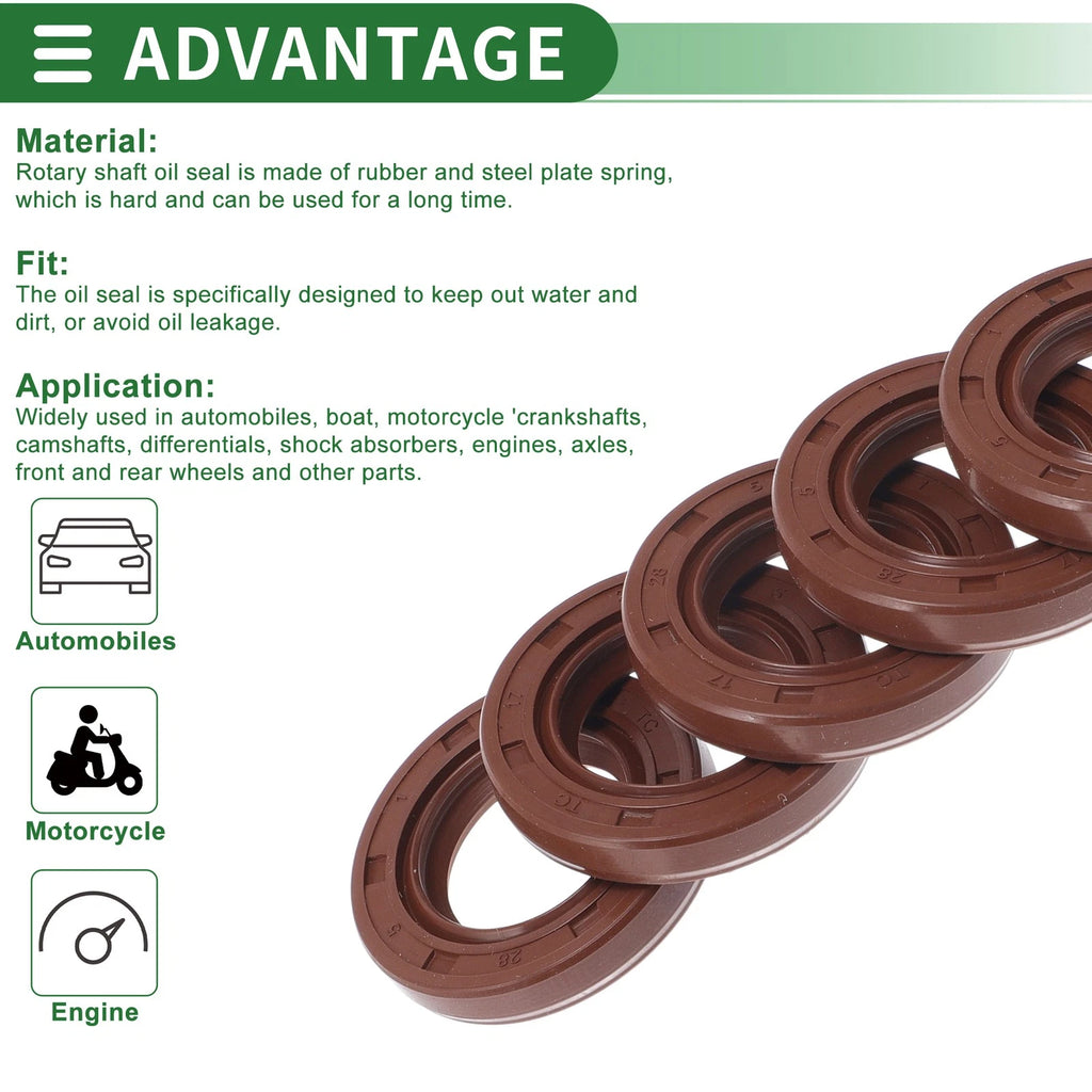 Set of 5 Oil Seal Rotary Shaft Seal FKM Rubber 17x28x5mm