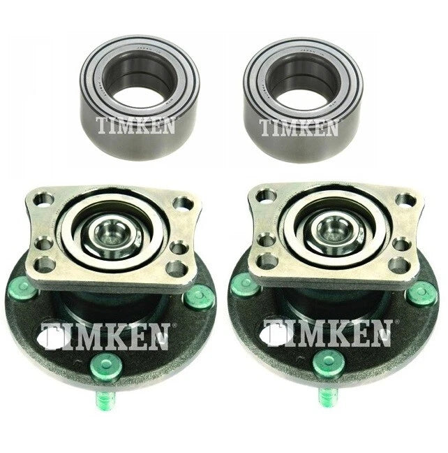 Front and Rear Wheel Bearing & Hub Assembly Kit Timken for Ford Fiesta (2011–2017)