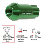 20Pc M12X1.5 Green JDM Open End Aluminum Spline Wheel Lug Nut + Lock Key