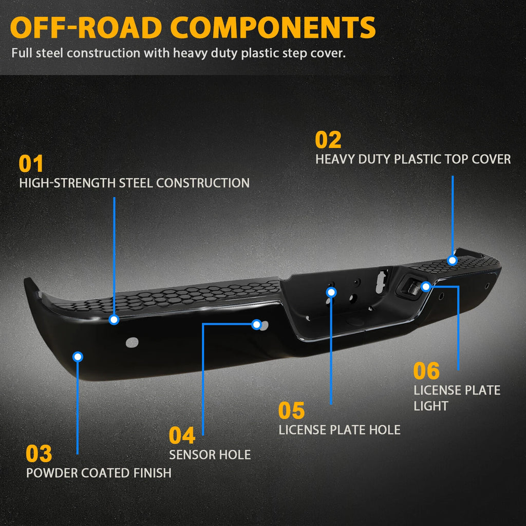 Rear Bumper Assembly for Ram 2500 3500 (2013–2018) with Sensor Holes