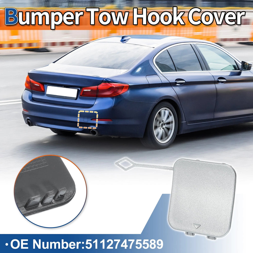 Rear Tow Hook Cover for BMW 530i 540i M5 (No. 51127475589) Silver Tone