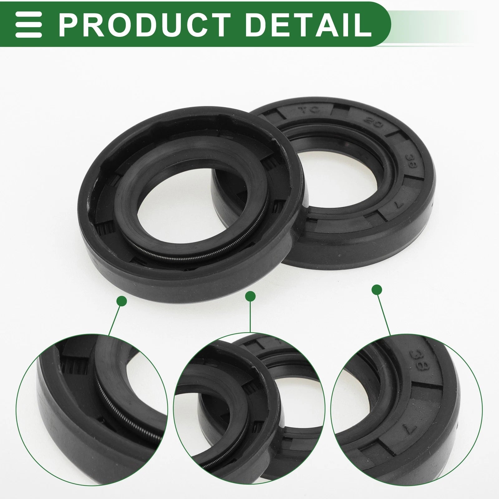Set of 5 Oil Seal Ring for Rotary Shaft 20x38x7mm NBR Rubber