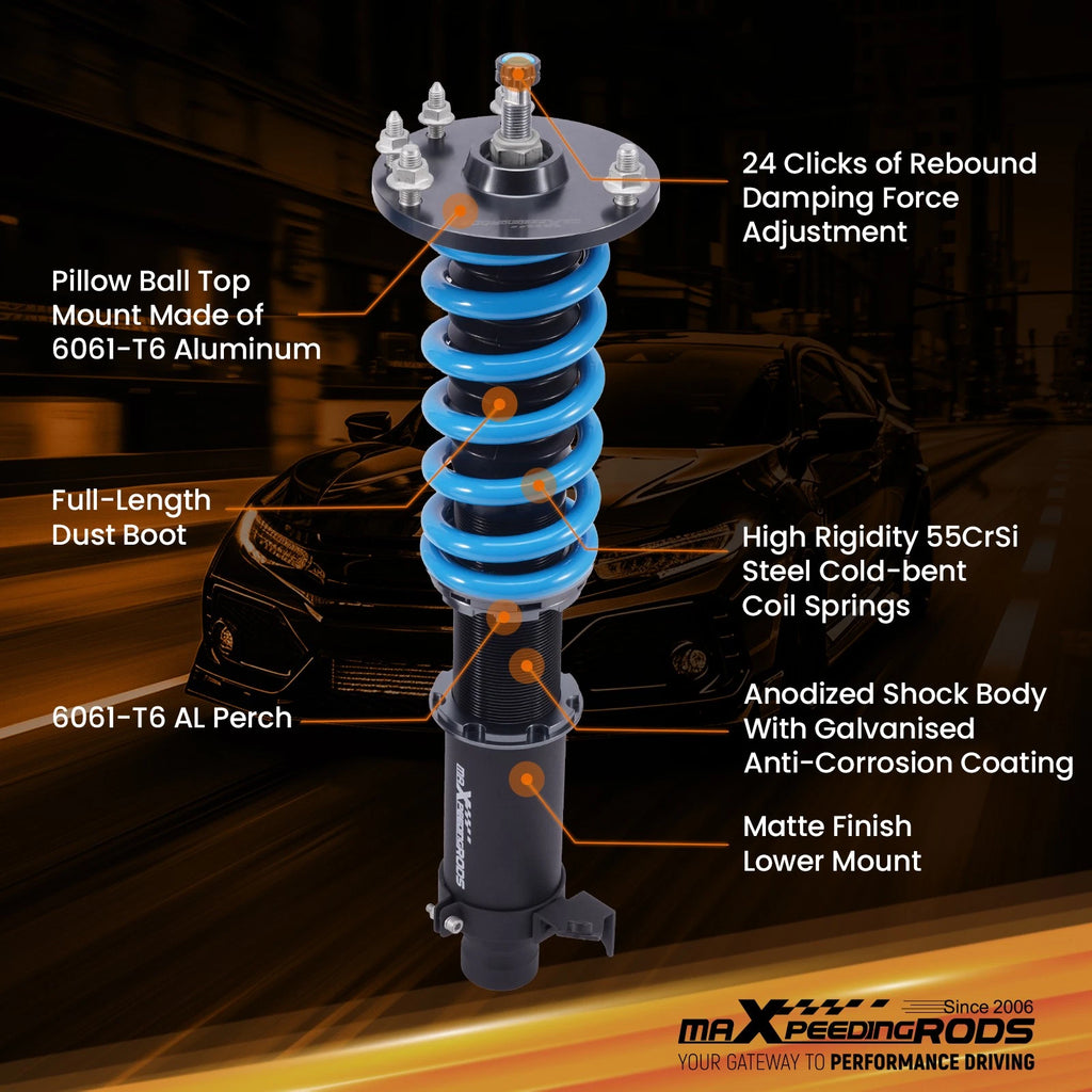 24 Way Adjustable Coilover Lowering Kit for Acura RL (1996-2004)
