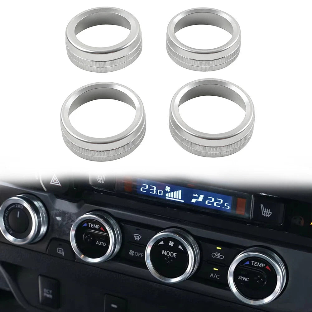 Silver AC Climate Control Ring Knob Trim for Toyota Tacoma (2016–2023)