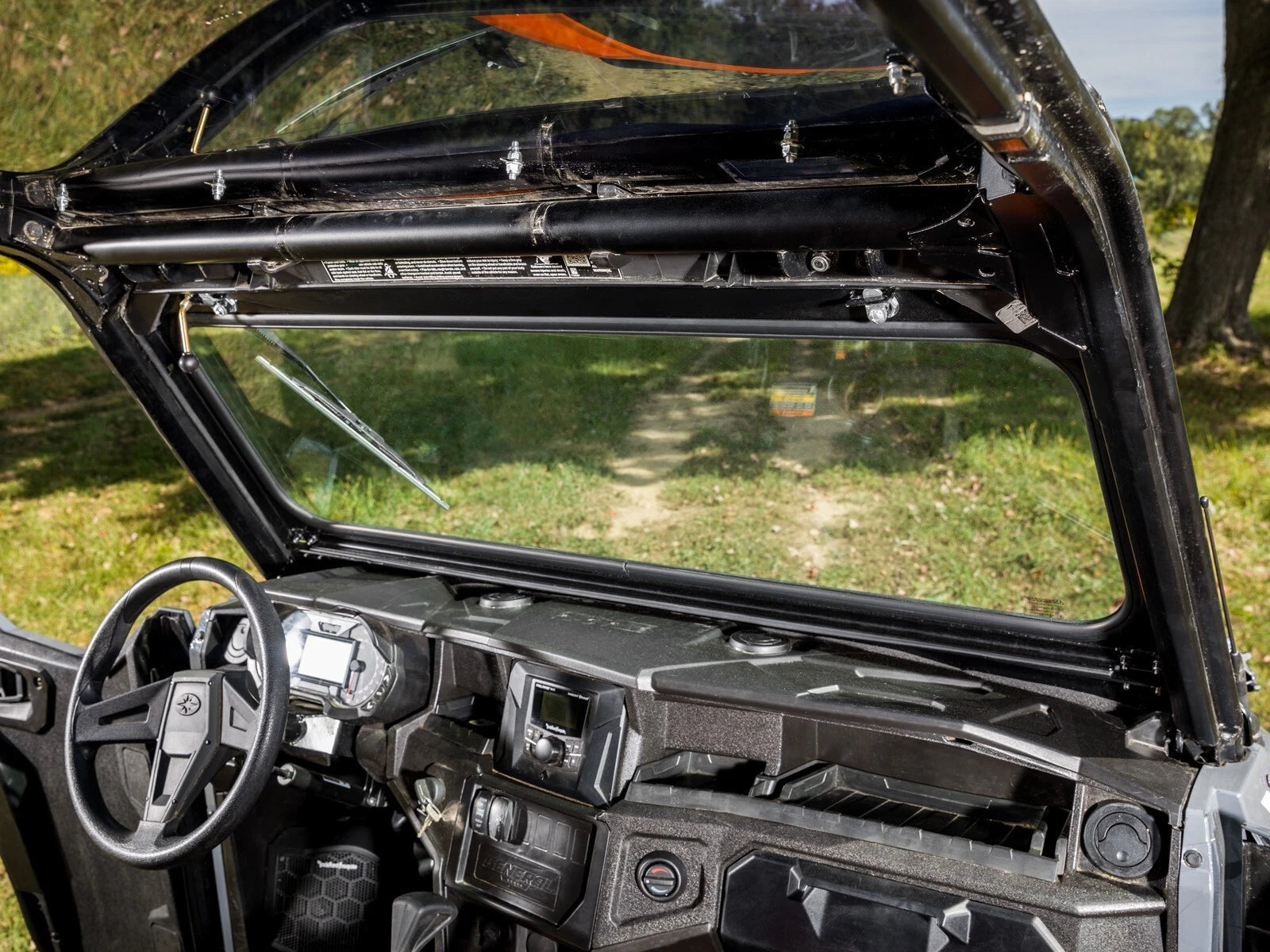 Flip Down Glass Windshield for Polaris General 1000 (2016–2023) - Double Wiper