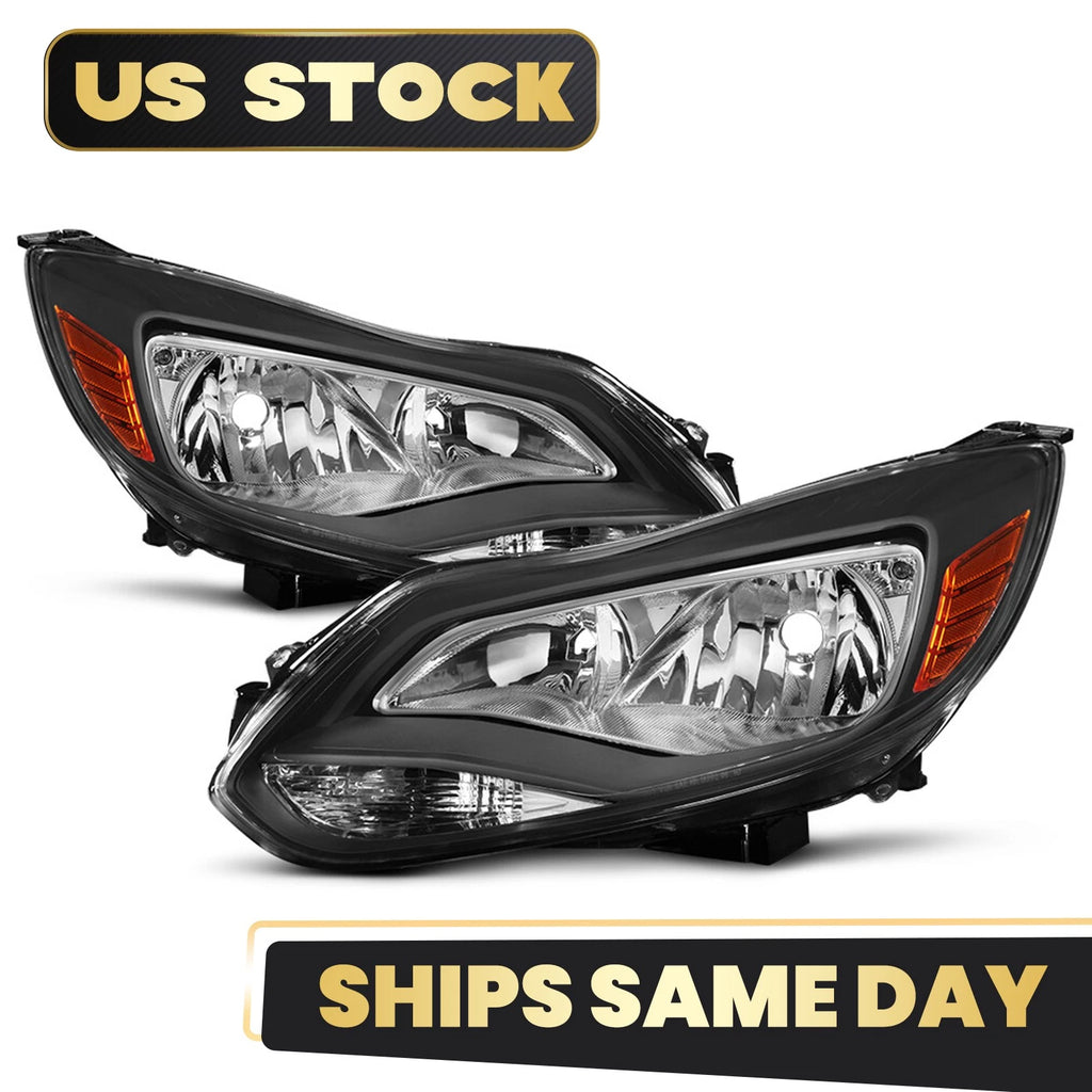 Halogen Headlights for Ford Focus (2012–2014) Left + Right Pair, Black