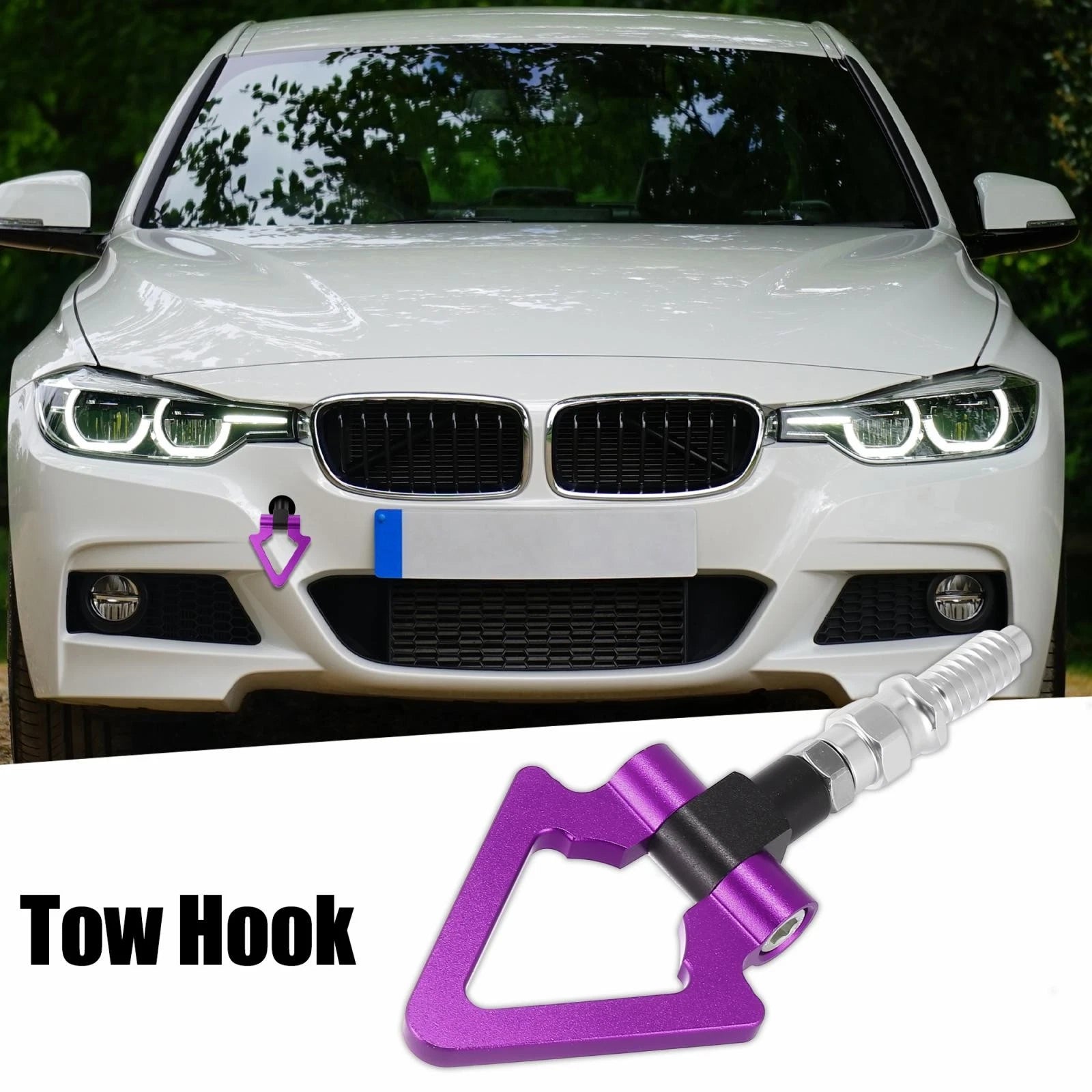 Tow Hook Triangle Ring for BMW 3 5 7 Series Z3 Z4 (Screw On, Purple)