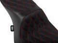 Predator 2-Up Seat for Harley-Davidson (2014–2023) - Vinyl, Double Diamond Red Stitch