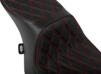 Predator 2-Up Seat for Harley-Davidson (2014–2023) - Vinyl, Double Diamond Red Stitch