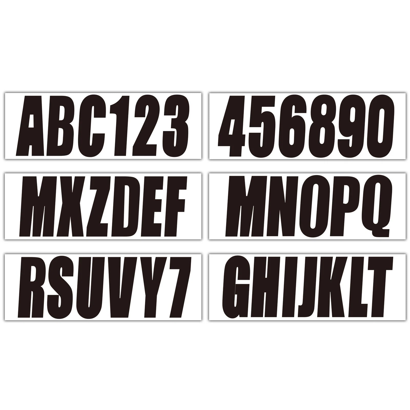Set of 4 Black Boat Registration Numbers & Letters Marine Vinyl Decals