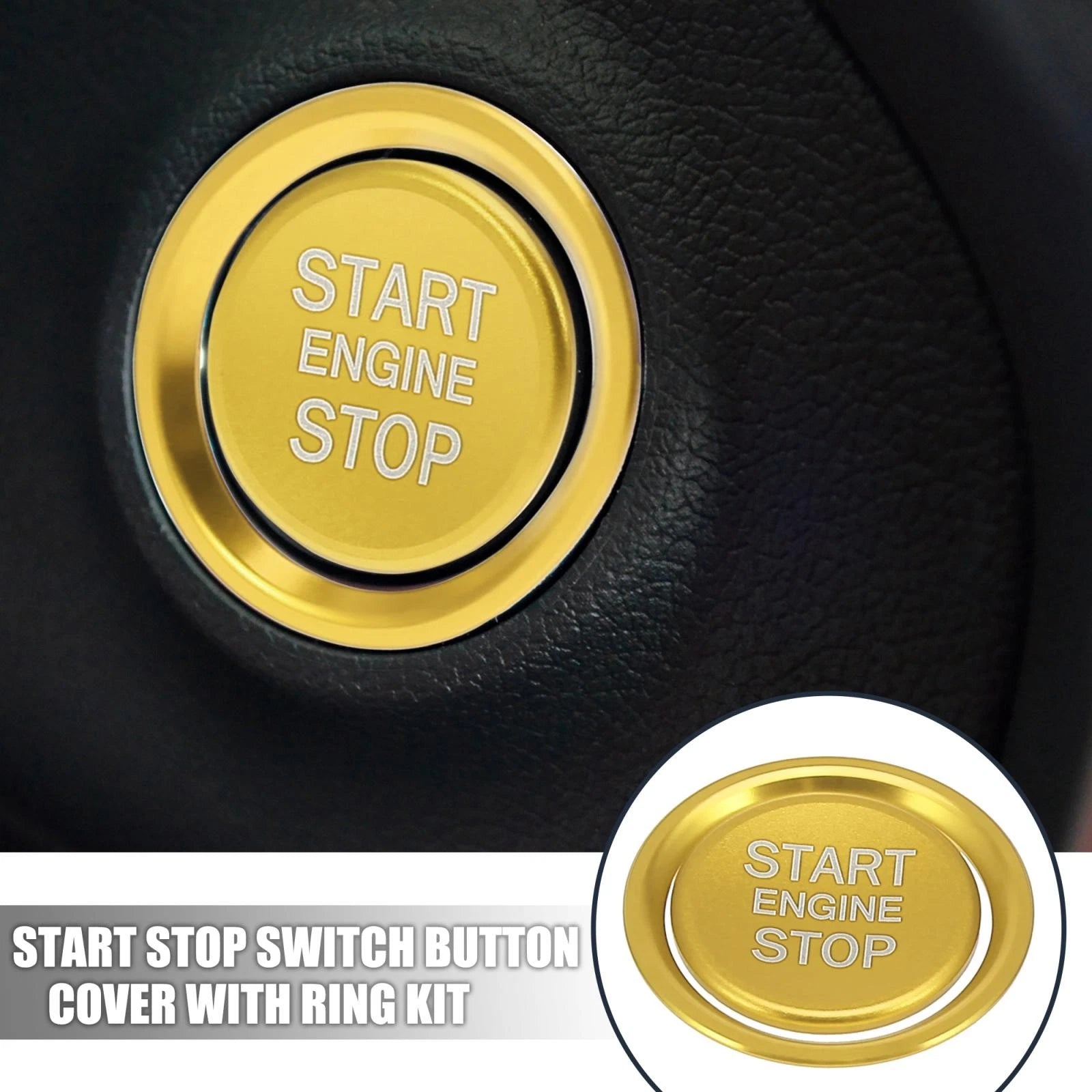 Start Stop Button Cover Ring Kit for Audi A4L A6L Q5 A5 A7 (2010–2023) Gold Tone