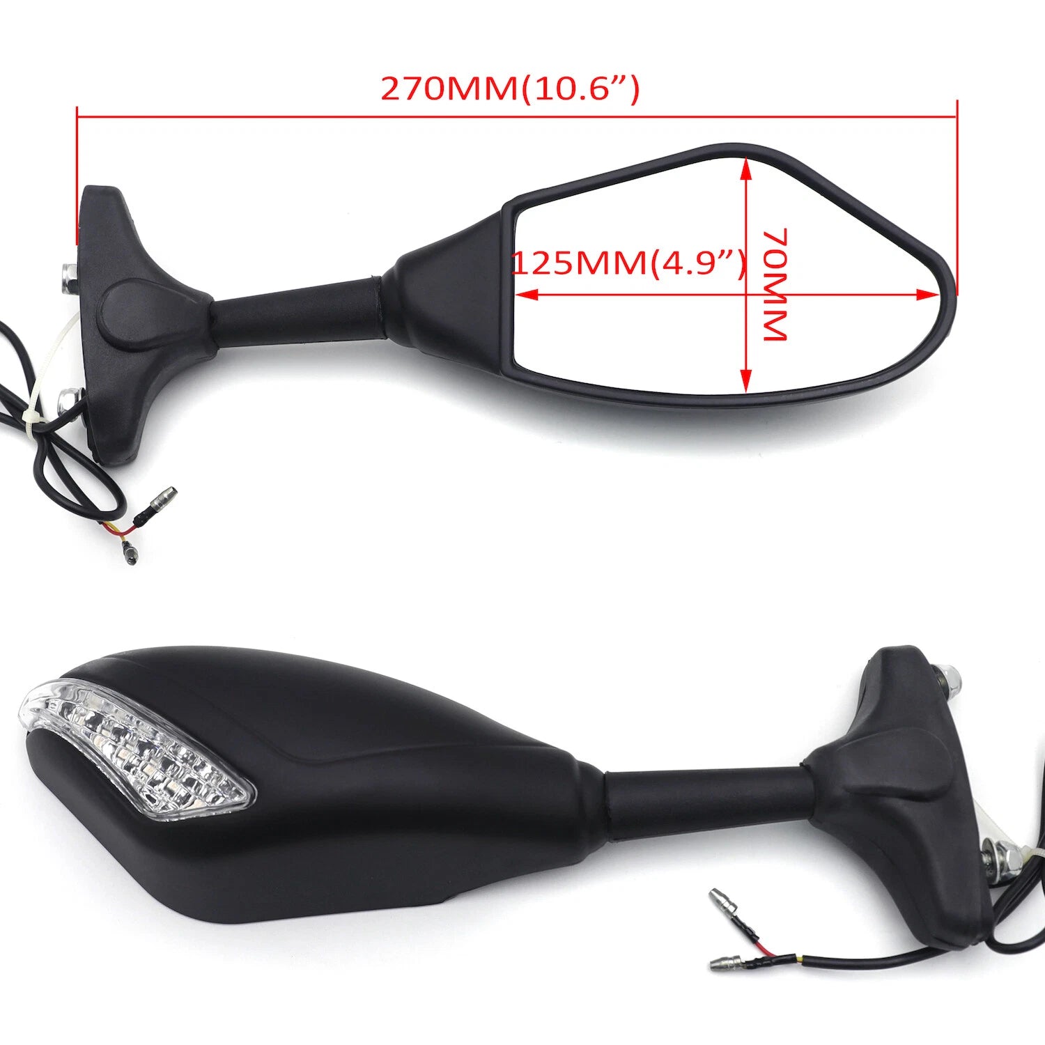 Integrated LED Turn Signals Side Mirrors for Suzuki GSXR Hayabusa