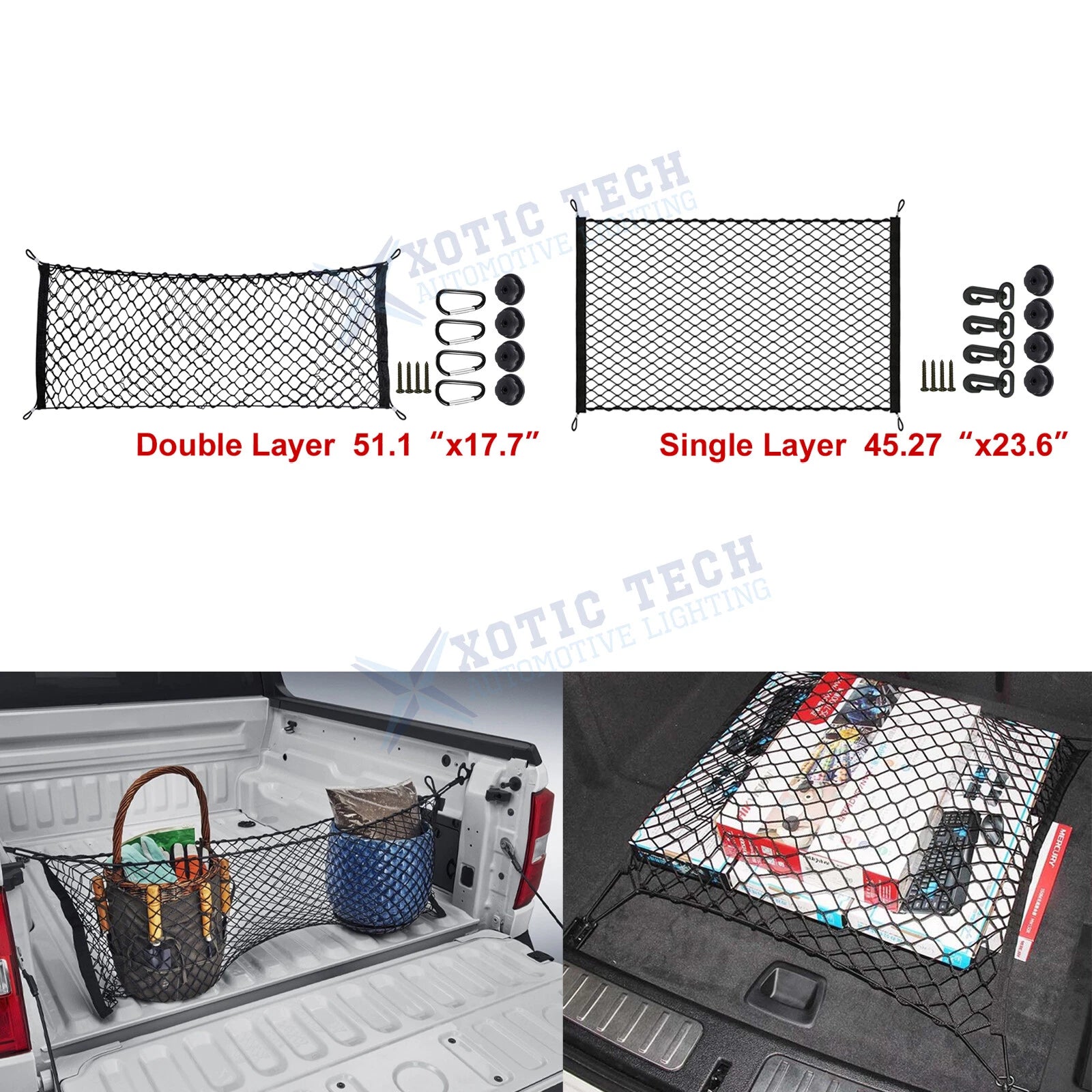 Tailgate Storage Cargo Net Bag for Ford F-150 GMC Sierra (2004–2023)