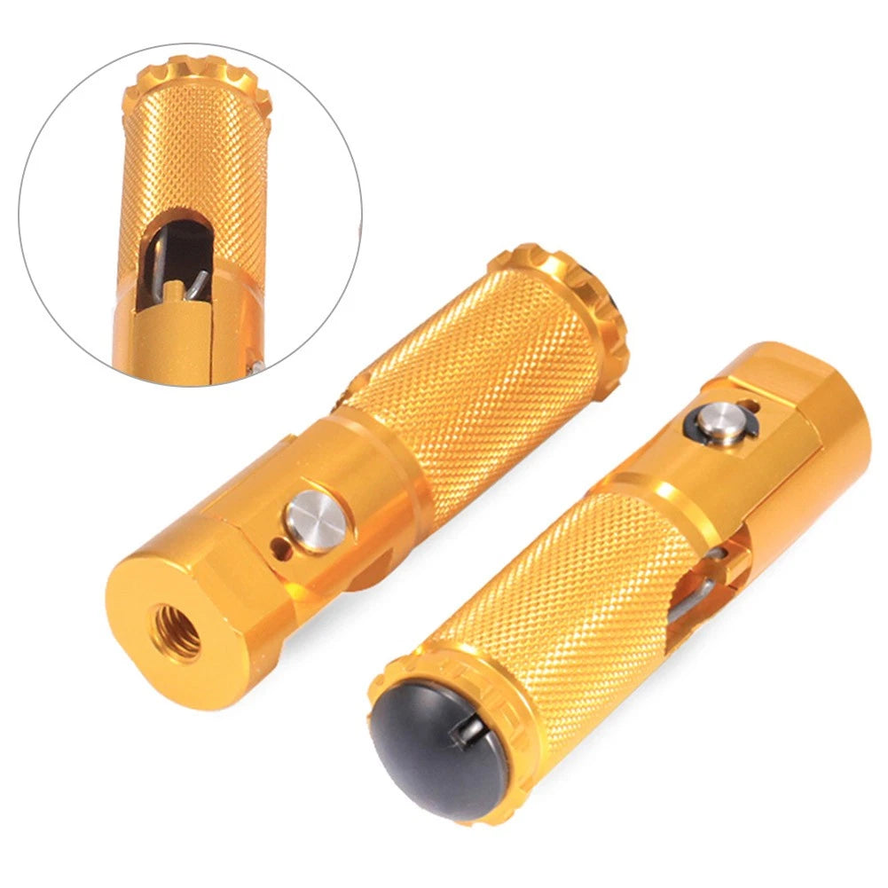 CNC Rear Foot Pegs Set for Universal Motorcycle (Folding, Yellow)