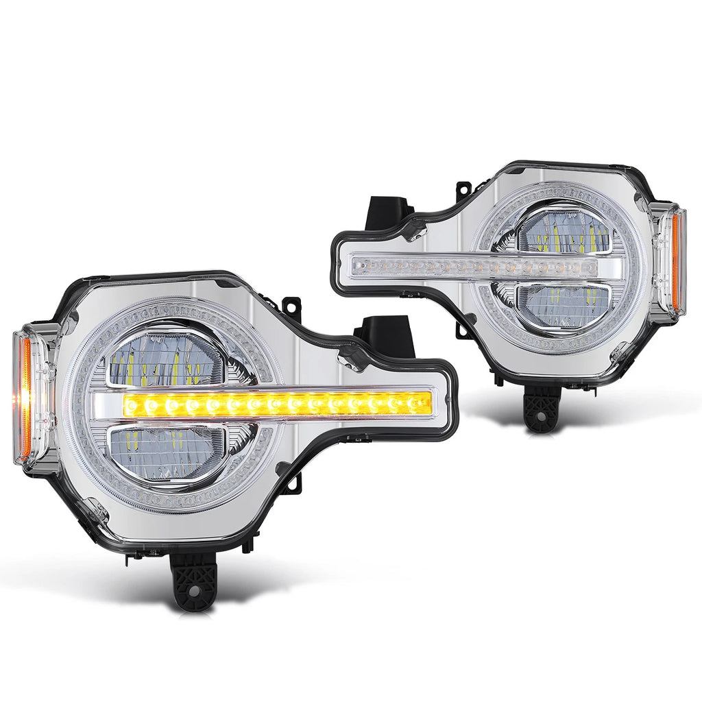 Sequential Signal Chrome Headlights for Ford Bronco (2021–2026)