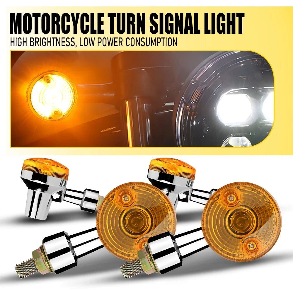 4X Turn Signal Blinker Light Chrome Amber for Yamaha Kawasaki Honda