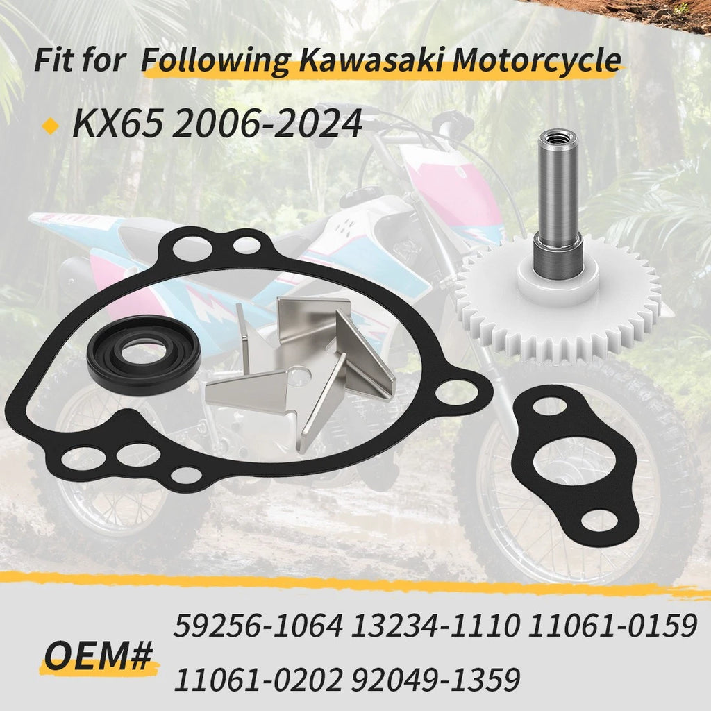 Water Pump Shaft Gear, Impeller & Gasket for Kawasaki KX65 (2006–2024)