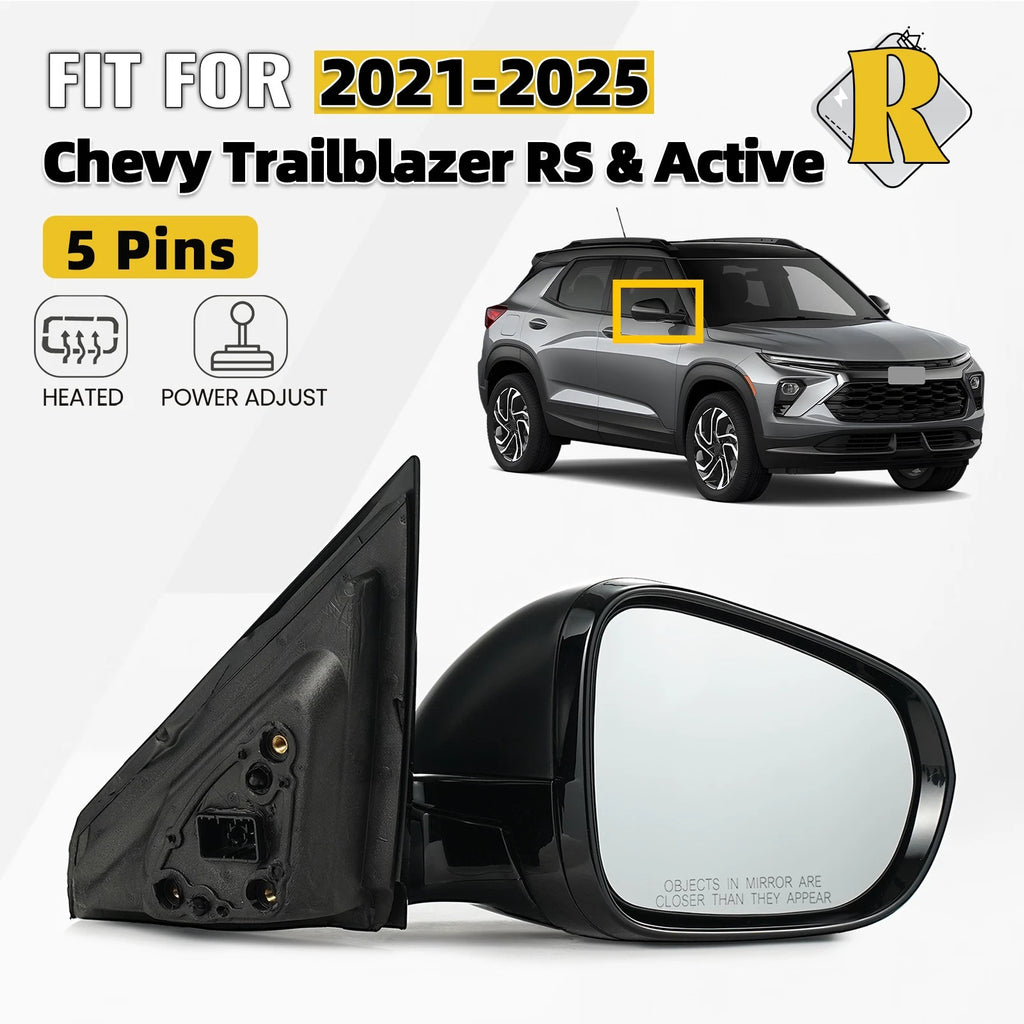 Right Side Mirror for Chevy Trailblazer RS/Active (2021–2025) Heated Power Adjust 5Pin