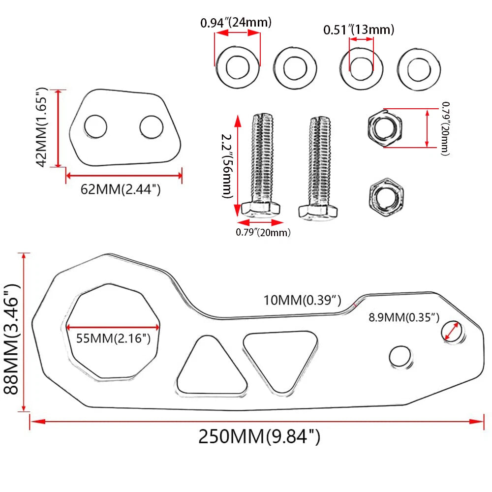 Universal Aluminum Alloy Racing Tow Hook for Cars