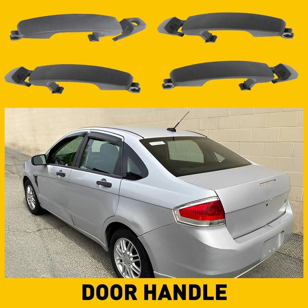 Set of 4 Front Rear Exterior Door Handles for Ford Focus (2008–2011) Black Plastic