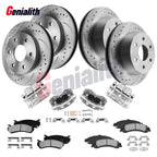 Front & Rear Drilled Rotors Brake Calipers Brake Pads for Chevy Silverado 1500 (2007–2018)