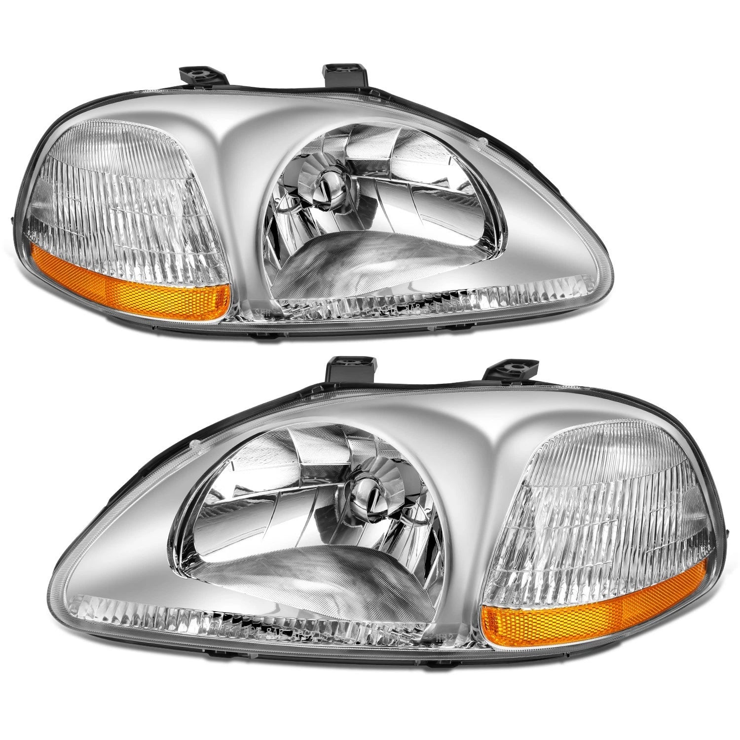 Set of 2 Chrome Housing Amber Corner Headlights for Honda Civic EK/EJ/EM (1996–1998)