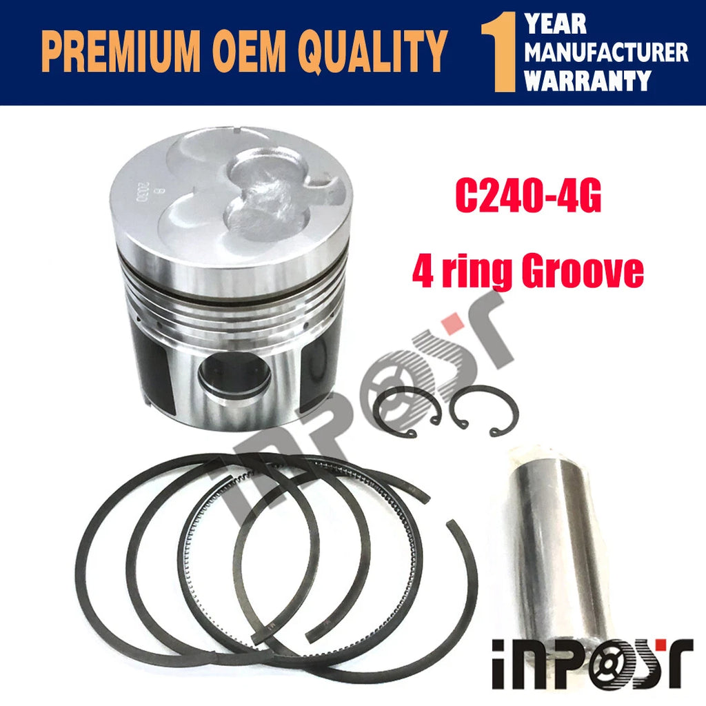 Set of 4 STD Pistons (Pin & Clip) with Rings for Isuzu C240