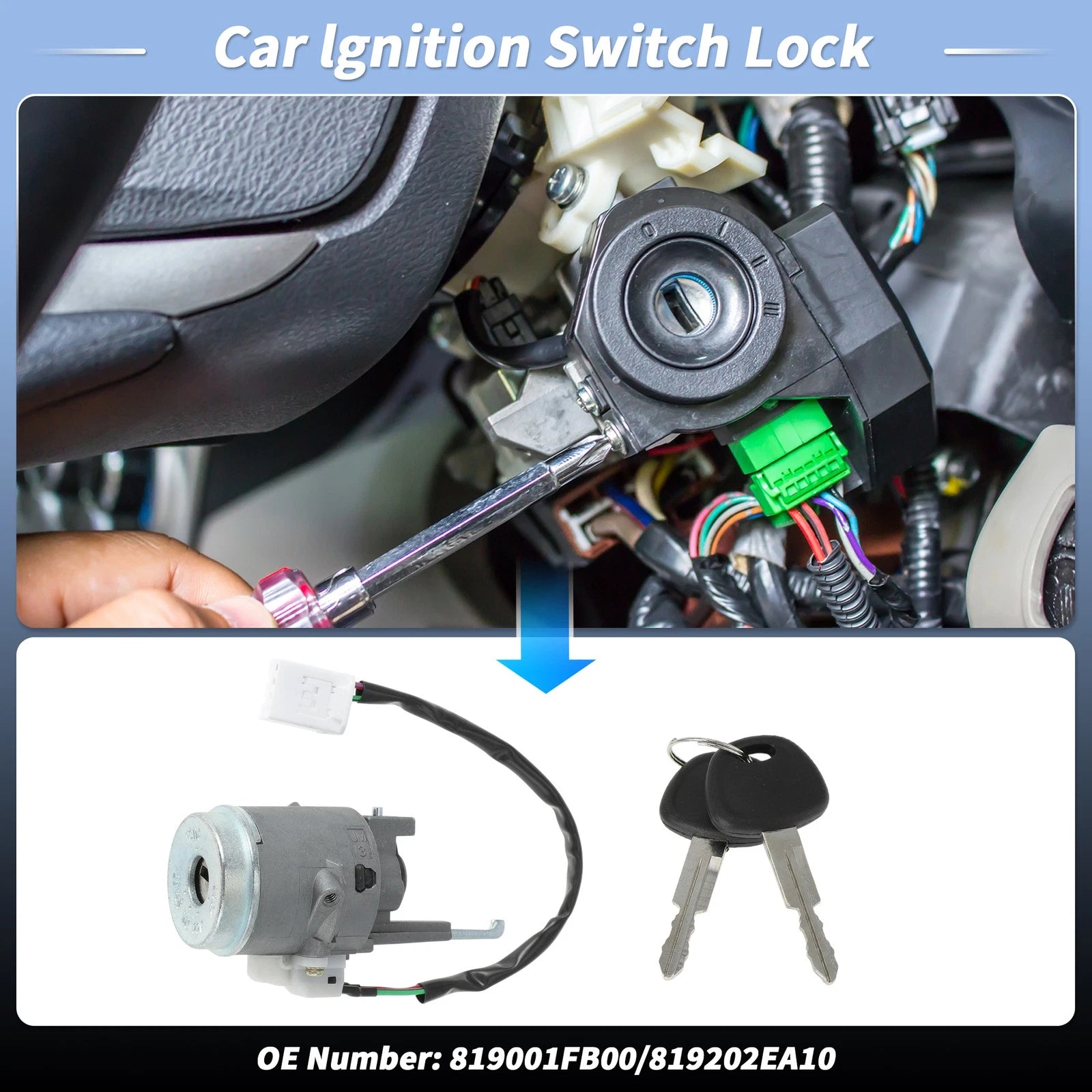 Ignition Lock Cylinder with 2 Key for Hyundai Tucson (2005–2009) No. 819001FB00