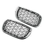 Pair Front Kidney Grille for BMW E46 4D (2002-2005) Chrome Diamond Style
