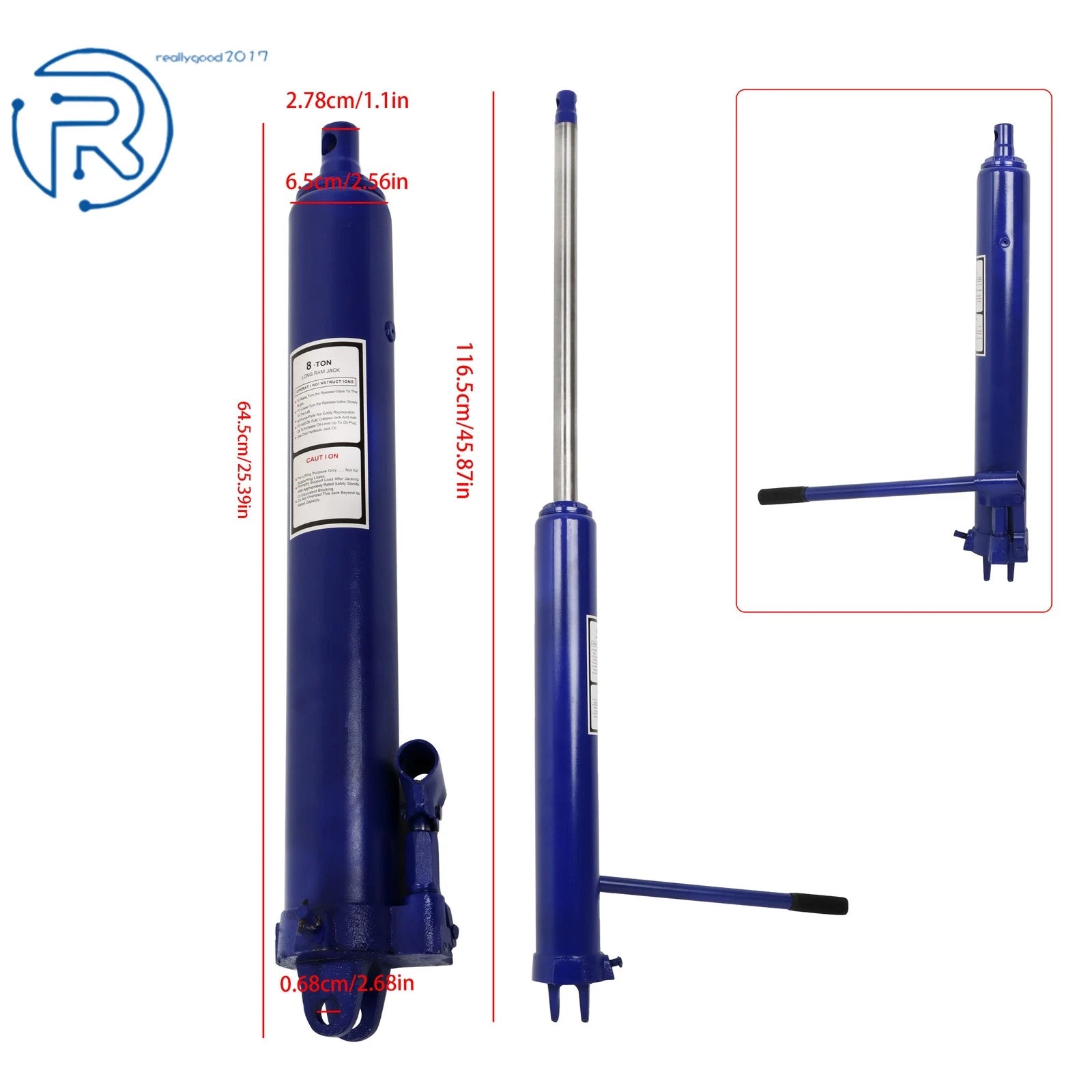 8 Ton Long Ram Hydraulic Jack for Auto Shop Cherry Crane