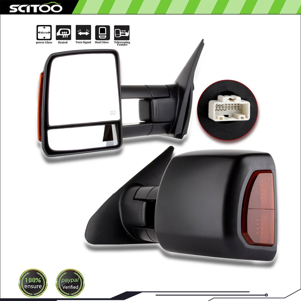 Tow Mirrors for Toyota Tundra (2007–2017) Power Heated LED Turn Signal Pair